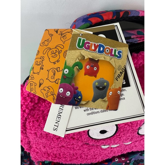 Backpack Ugly Dolls Pink Multicolor Measures 17x14" Halfway School Zipper - Picture 4 of 8